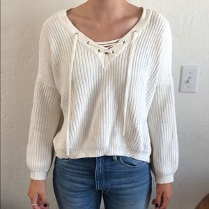 white knit sweater, 100% cotton